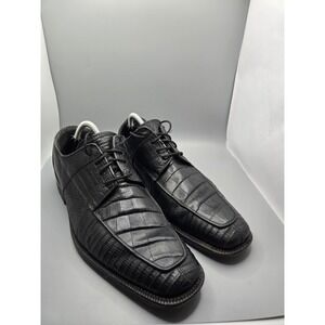 David Eden Genuine Crocodile &‎ Lizard Dress Shoes Men's 12 M Black Square Toe